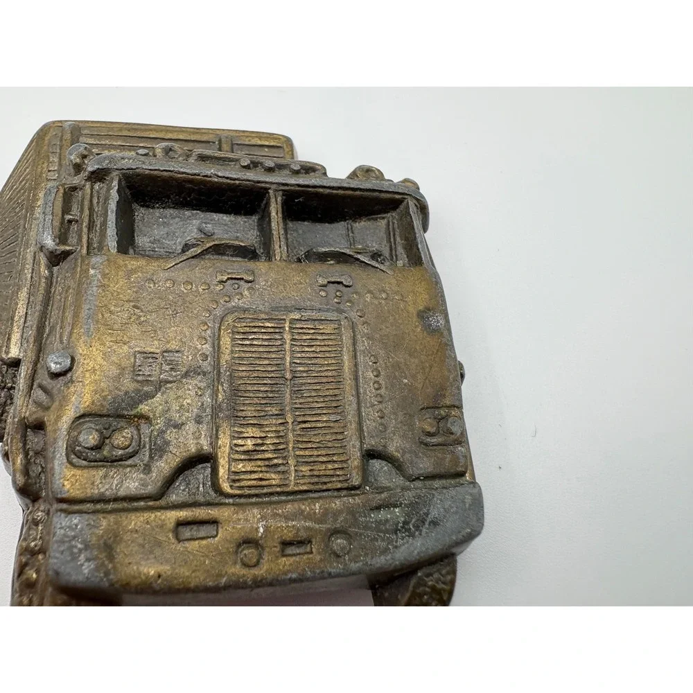 Vintage 1970s‎ Brass Semi Truck Belt Buckle – Raised 3D Cabover Design – #3275